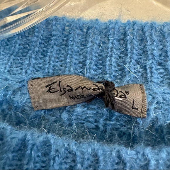 Elsamanda Crewneck Blue Mohair Wool Blend Knit Sweater Made in Italy Size Large - Picture 9 of 9